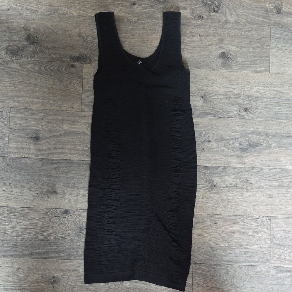 Aura Textured Black Midi Dress